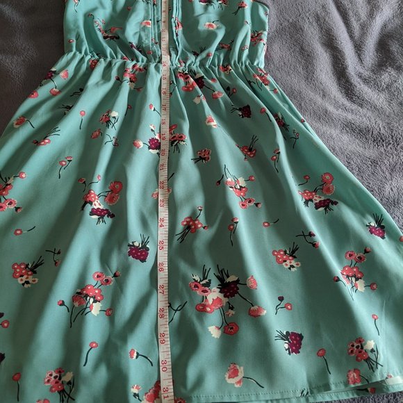 Xhilaration // Turquoise Floral Print Dress - Picture 9 of 10